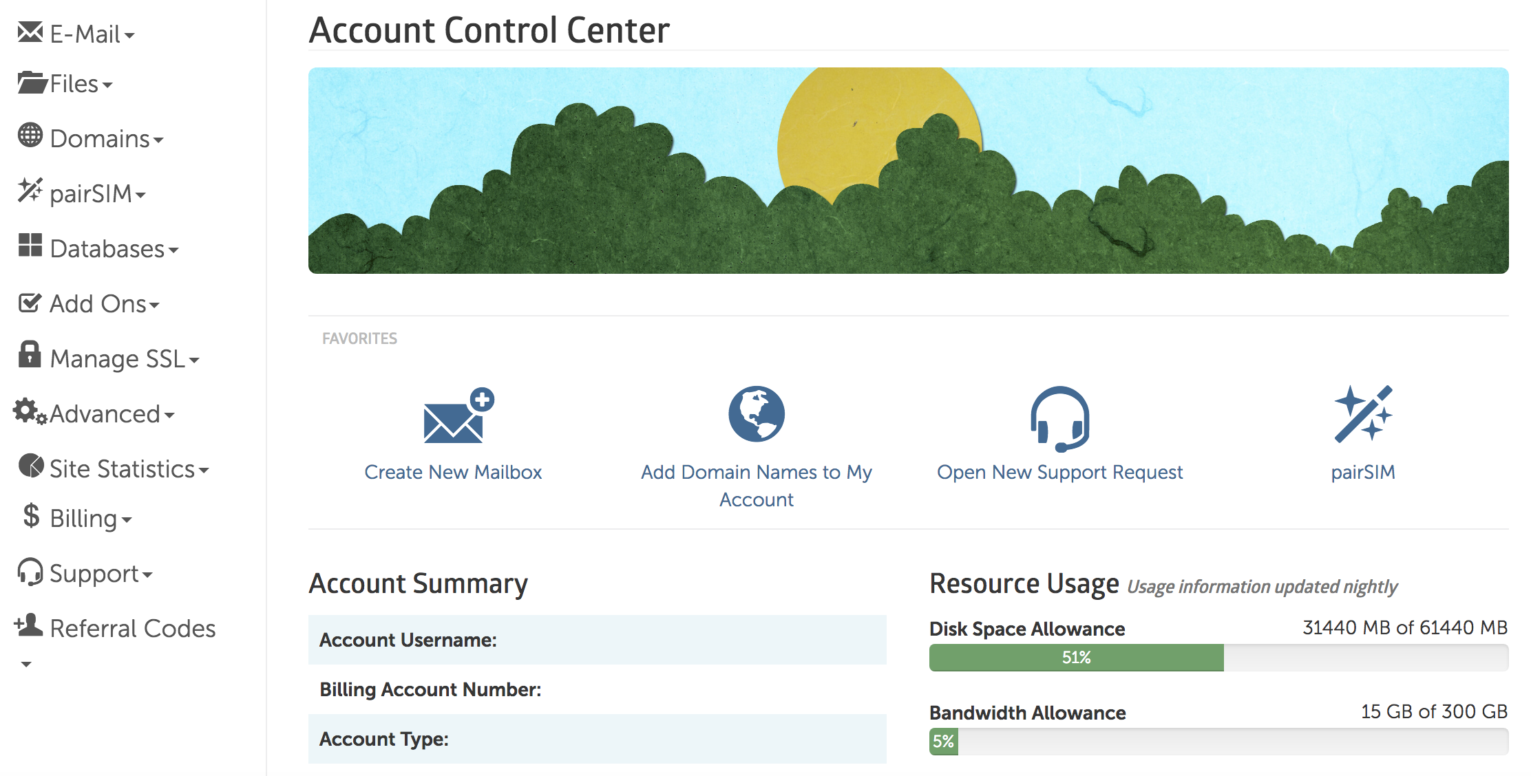 Web hosting control panel