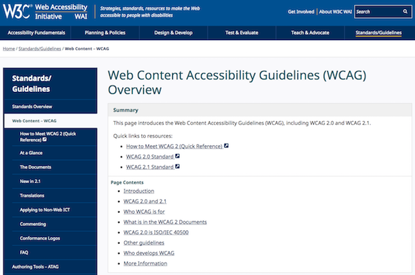 WCAG Guidelines Overview Website