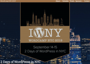 Screen grab of Wordcamp NYC 2019 home page