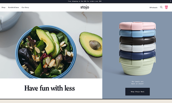 Stojo home page detail