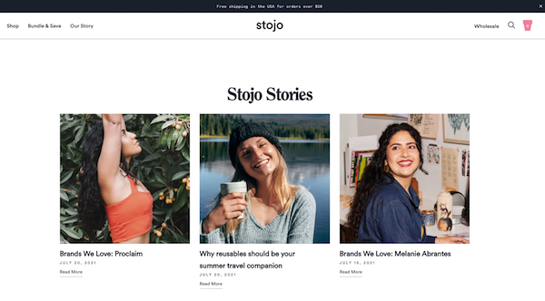 Stojo Stories Website Section